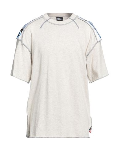 Diesel Man T-shirt Light Grey Size Xxl Cotton, Polyester