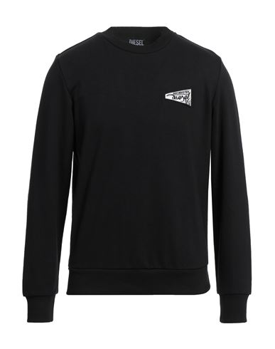 Diesel Man Sweatshirt Black Size Xxl Cotton, Polyester, Elastane