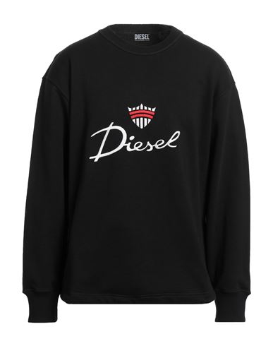Diesel Man Sweatshirt Black Size L Cotton, Elastane