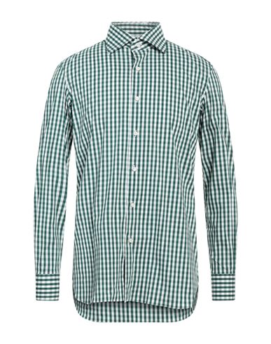 Sartorio Man Shirt Green Size 17 Cotton, Elastane
