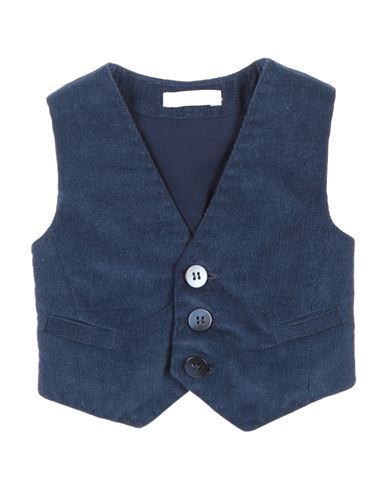 Shop Manuell & Frank Newborn Boy Tailored Vest Navy Blue Size 0 Cotton, Wool
