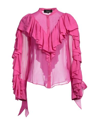 Rochas Woman Shirt Fuchsia Size 6 Silk In Pink