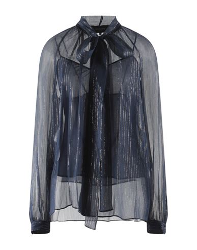 Rochas Woman Shirt Midnight Blue Size 8 Silk, Recycled Polyester
