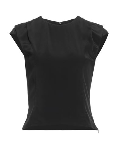 Rochas Woman Top Black Size 4 Acetate, Silk