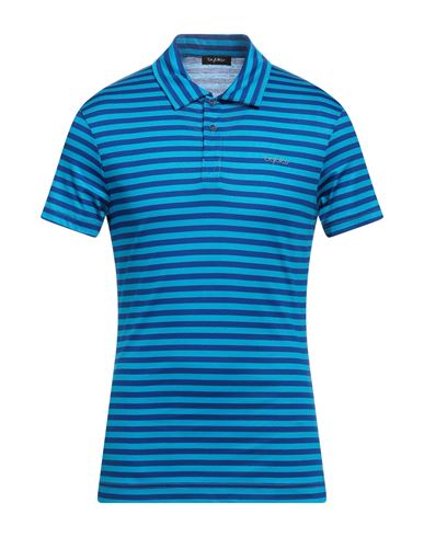 Byblos Man Polo Shirt Azure Size Xl Cotton In Blue