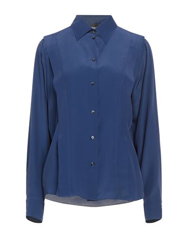Rochas Woman Shirt Midnight Blue Size 6 Acetate, Silk
