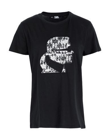 Karl Lagerfeld Boucle Karl T-shirt Woman T-shirt Black Size Xl Organic Cotton