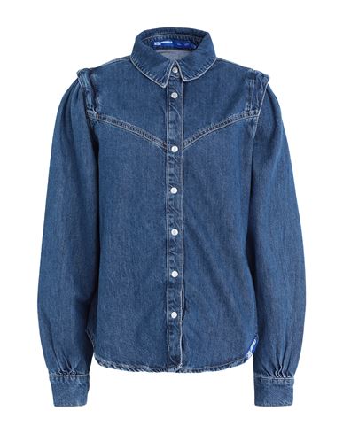 Karl Lagerfeld Jeans Klj Denim Shirt Woman Denim Shirt Blue Size Xl Organic Cotton