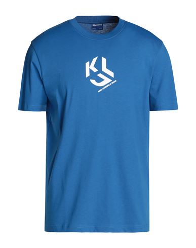 Karl Lagerfeld Jeans Klj Regular Monogram Sslv Tee Woman T-shirt Bright Blue Size Xl Organic Cotton