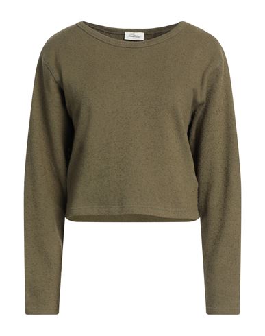 American Vintage Woman Sweatshirt Military Green Size M/l Cotton, Elastane