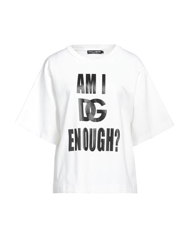 Shop Dolce & Gabbana Woman T-shirt Off White Size Xl Cotton, Polyamide, Elastane