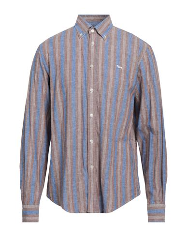 Harmont & Blaine Man Shirt Brown Size Xl Cotton, Linen
