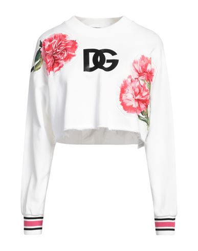 Dolce & Gabbana Woman Sweatshirt White Size 8 Cotton, Polyurethane, Polyester, Elastane