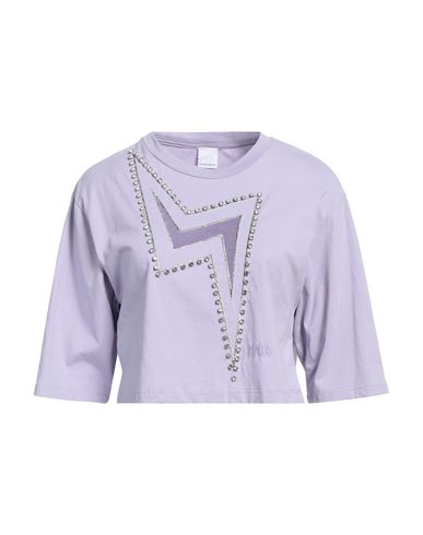 Pinko Woman T-shirt Lilac Size S Cotton, Polyester, Polyethylene, Glass, Brass In Purple