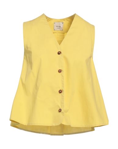Shop Alysi Woman Tailored Vest Light Yellow Size 4 Cotton