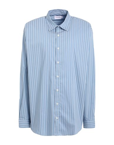 Topman Man Shirt Sky Blue Size L Cotton, Polyester, Elastane