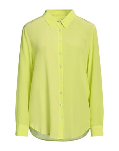 120% Lino Woman Shirt Acid Green Size 8 Silk