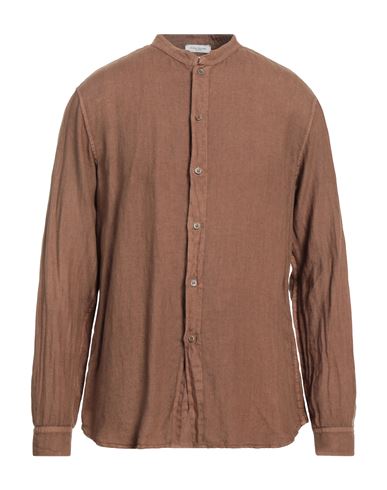 Paolo Pecora Man Shirt Brown Size 16 Linen