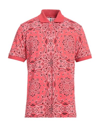 Moschino Man Polo Shirt Coral Size S Cotton, Elastane In Red
