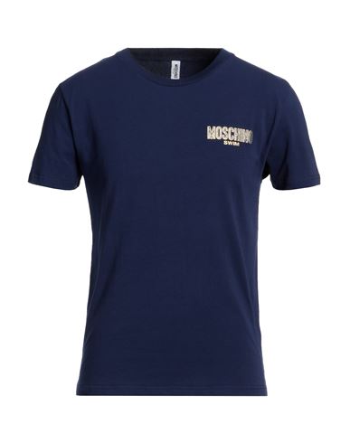 Moschino Man T-shirt Navy Blue Size Xxl Cotton, Elastane