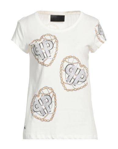 Philipp Plein Woman T-shirt Off White Size L Cotton