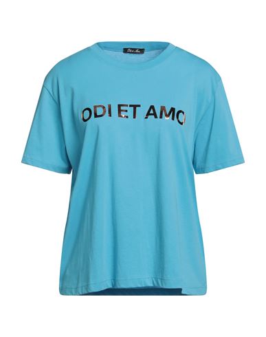Odi Et Amo Woman T-shirt Azure Size L Polyester In Blue