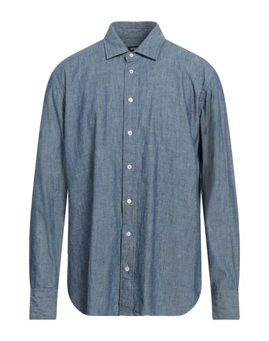 Dondup Man Denim Shirt Blue Size Xl Cotton