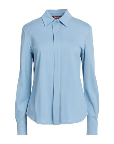 Shop Max Mara Studio Woman Shirt Sky Blue Size M Cotton, Elastane