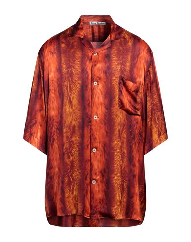 Acne Studios Man Shirt Rust Size 40 Viscose In Red