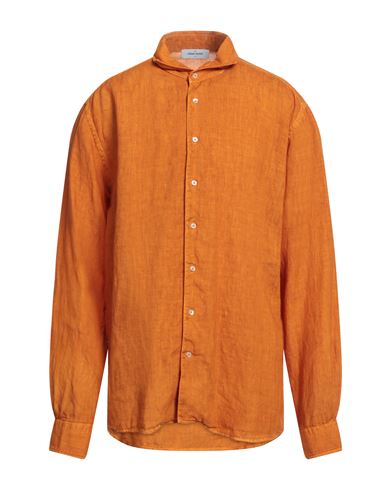 Gran Sasso Man Shirt Rust Size 48 Linen In Red