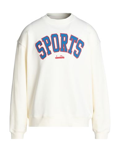 Shop Diadora Sweatshirt Crew Legacy Man Sweatshirt Ivory Size L Recycled Cotton, Cotton, Polyester In White