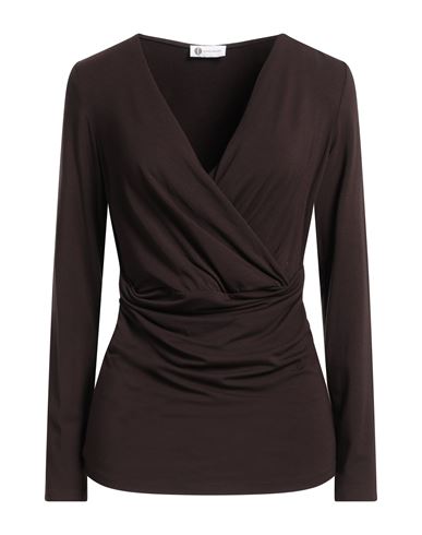 Diana Gallesi Woman T-shirt Dark Brown Size 8 Viscose, Elastane