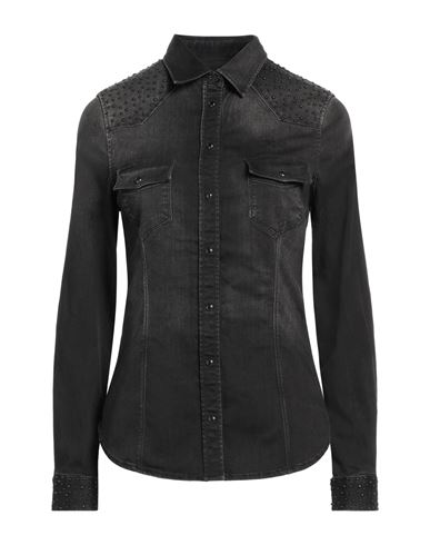 Karl Lagerfeld Jeans Woman Denim Shirt Black Size S Cotton, Elastomultiester, Elastane