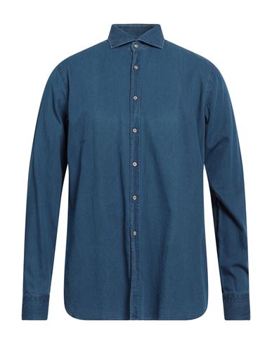 Alessandro Gherardi Man Shirt Blue Size 17 Cotton