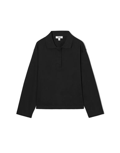 Cos Woman Polo Shirt Black Size L Organic Cotton