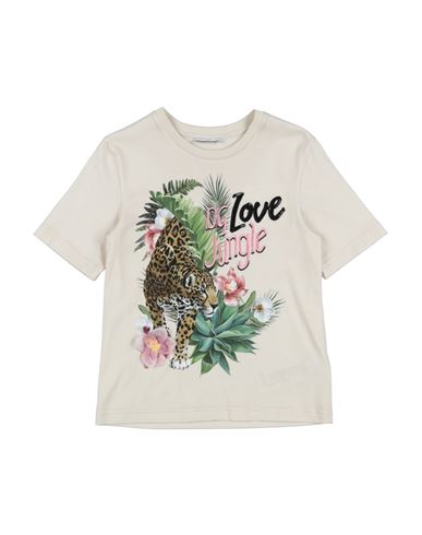 Dolce & Gabbana Babies'  Toddler Girl T-shirt Beige Size 5 Cotton, Polyester, Silk, Viscose, Polyamide