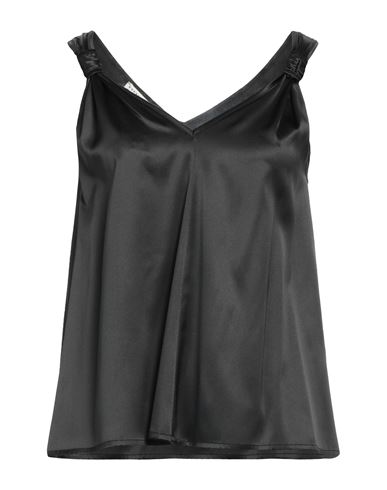 Shirtaporter Woman Top Black Size 6 Silk, Elastane