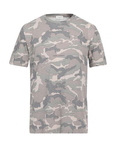 Saint Laurent Man T-shirt Dove Grey Size M Cotton, Polyester, Modal