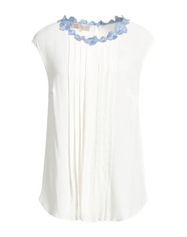 Shop Maison Common Woman Top White Size 14 Acetate, Silk