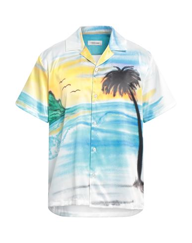 Flaneur Homme Airbrushed Print Satin Bowling Shirt In Multicolor