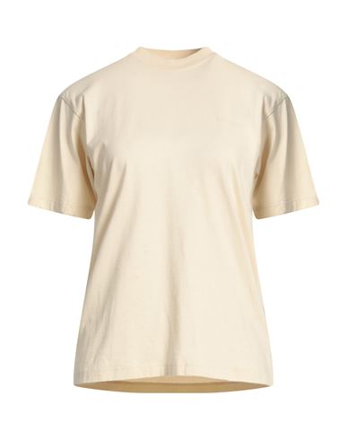 Off-white Woman T-shirt Beige Size L Organic Cotton, Elastane