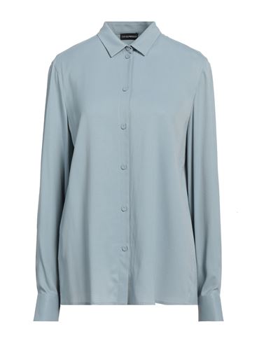Shop Emporio Armani Woman Shirt Sky Blue Size 10 Acetate, Silk, Elastane