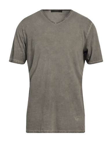 Vneck Man T-shirt Khaki Size L Cotton In Beige