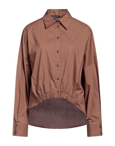 Cristinaeffe Woman Shirt Brown Size M Cotton