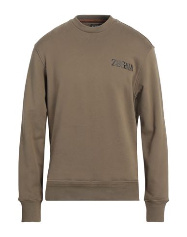 Zegna Man Sweatshirt Khaki Size 44 Cotton In Beige