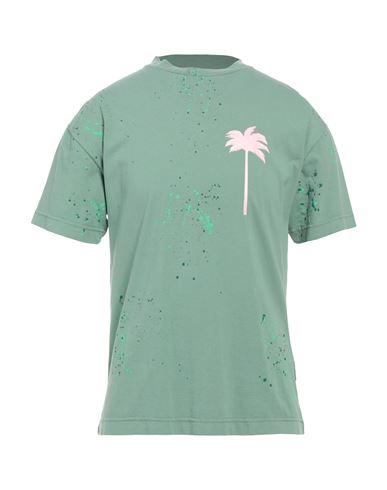 Palm Angels Man T-shirt Sage Green Size Xl Cotton
