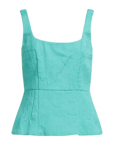 Liviana Conti Woman Top Turquoise Size 6 Cotton In Blue