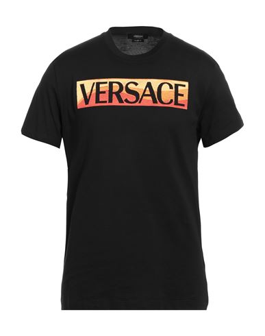 Versace Man T-shirt Black Size L Cotton, Polyester, Viscose