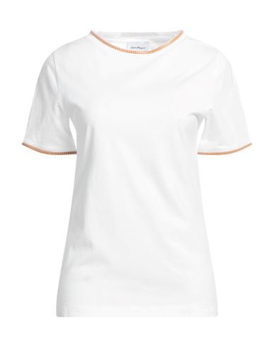 Ferragamo Woman T-shirt White Size Xs Cotton, Lambskin