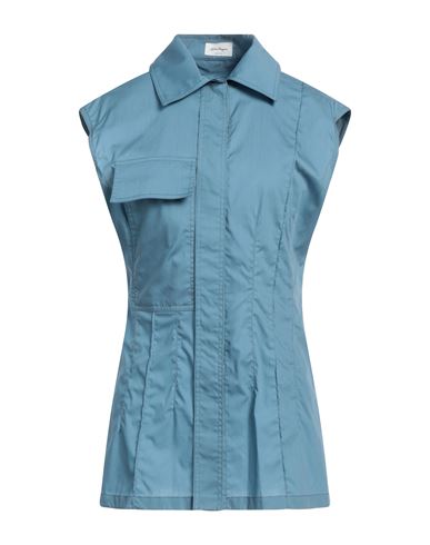 Ferragamo Woman Shirt Slate Blue Size 2 Cotton